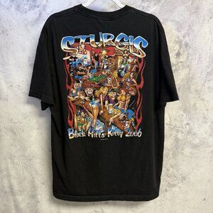 Vintage Sturgis Black Hill Rally Biker T Shirt XL 22x29 Black 2006